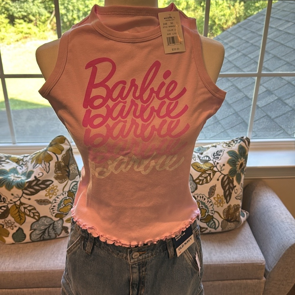 Barbie Light Pink Kids Tank Top “Jeans sold Separately” SIZE Large 10/12 tank